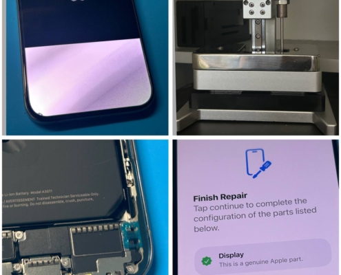 Vervanging van een defect iPhone 15 Pro scherm met een origineel display in de werkplaats van iRepair Waterland.